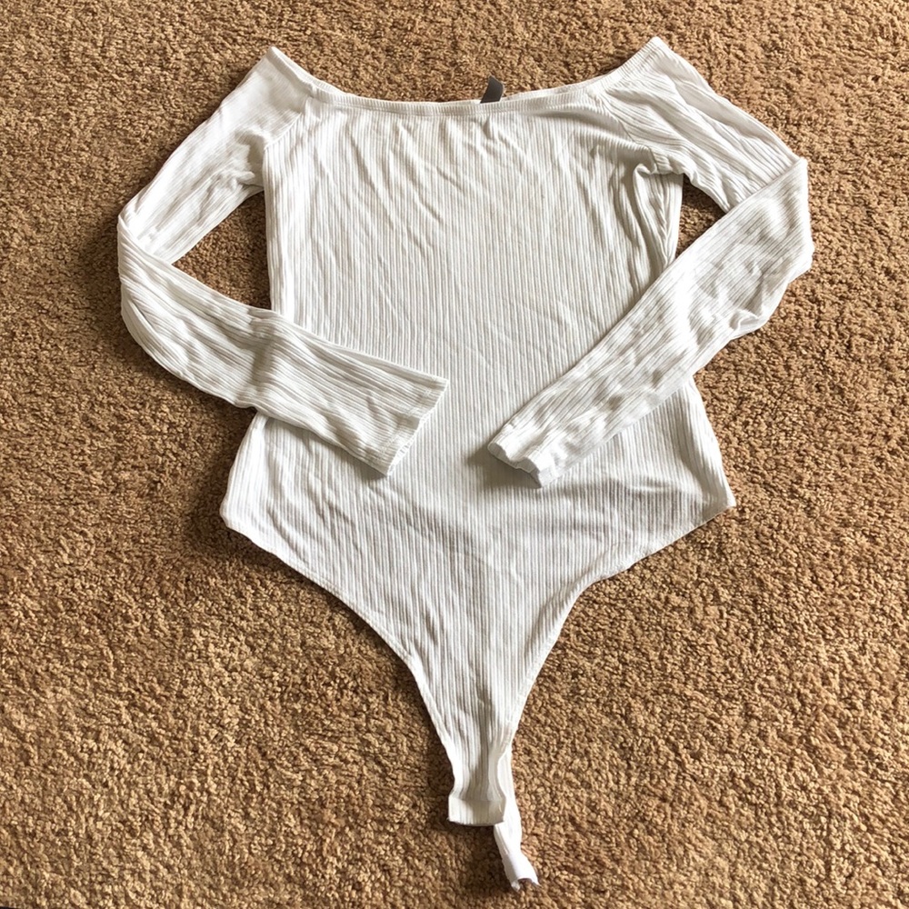 White off-shoulder bodysuit